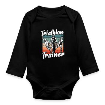 Triathlon Triathlete Trainer - Organic Longsleeve Baby Bodysuit - black - Front