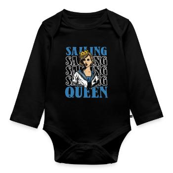 Sailing Sailboat Queen - Organic Longsleeve Baby Bodysuit - black - Front
