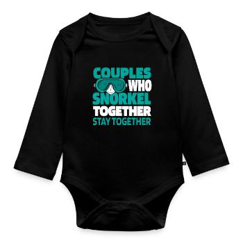 Couple de plongée en apnée - Body Bébé bio manches longues - noir - Devant