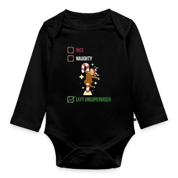 Left Unsupervised Unartig oder nett Geschenk - Baby Bio-Langarm-Body - Schwarz - Vorne