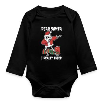 I Really Tried Lieber Weihnachtsmann Geschenk - Baby Bio-Langarm-Body - Schwarz - Vorne