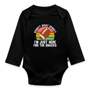 Go Sport Fußball Snacks Geschenk - Baby Bio-Langarm-Body - Schwarz - Vorne