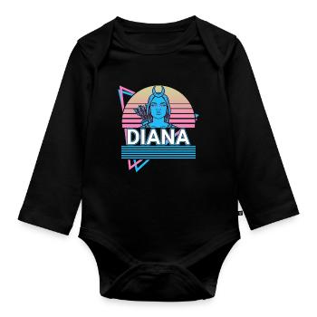 Diana Goddess Ancient Roman Mythology Retro - Organic Longsleeve Baby Bodysuit - black - Front