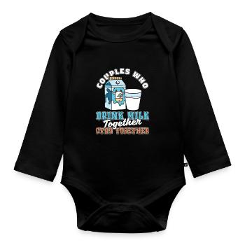 Paire de lait de vache - Body Bébé bio manches longues - noir - Devant