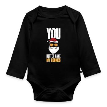 Mieux vaut avoir mes cookies Cookie Gift - Body Bébé bio manches longues - noir - Devant