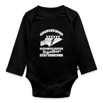Metal Guitar Rock Guitarist Couple - Organic Longsleeve Baby Bodysuit - black - Front
