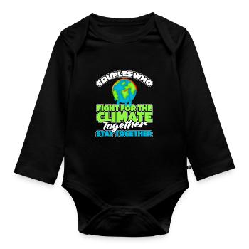 Climate Change Protection Couple - Organic Longsleeve Baby Bodysuit - black - Front