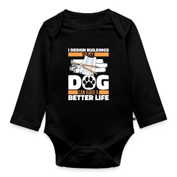 Architecte Architecture Chien - Body Bébé bio manches longues - noir - Devant