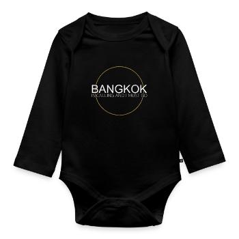 Bangkok Spruch - Baby Bio-Langarm-Body - Schwarz - Vorne