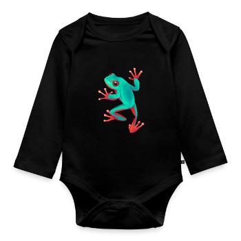 Frog Red-eyed tree frog Agalychnis Callidryas - Organic Longsleeve Baby Bodysuit - black - Front