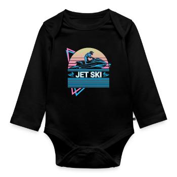 Jet Ski Retro - Baby Bio-Langarm-Body - Schwarz - Vorne