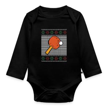 Snowflake Table Tennis Bat - Organic Longsleeve Baby Bodysuit - black - Front
