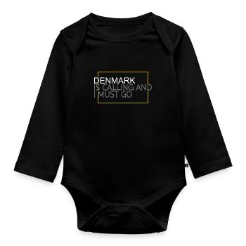 Denmark Saying - Organic Longsleeve Baby Bodysuit - black - Front