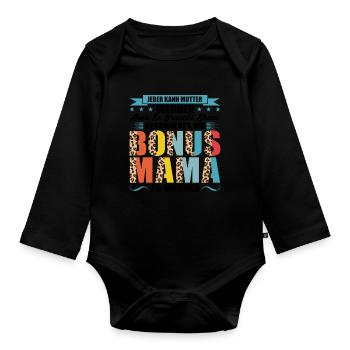 Bonus Mama Familie Stiefmutter Geschenk - Baby Bio-Langarm-Body - Schwarz - Vorne