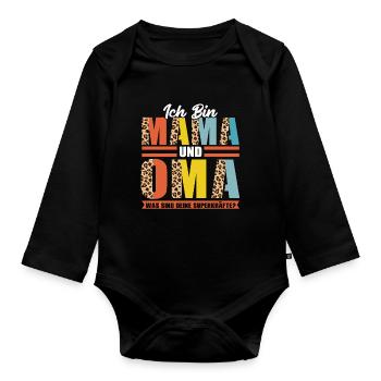 Mama & Oma Familie Mutter Geschenk - Baby Bio-Langarm-Body - Schwarz - Vorne