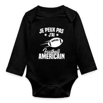 Football américain cadeau drôle footballeur - Body Bébé bio manches longues - noir - Devant