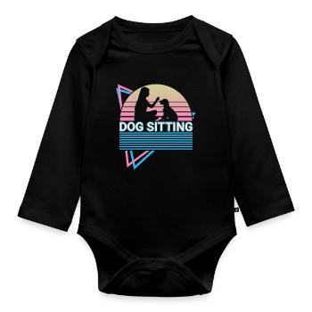 Dog Sitting Retro Trainer - Body Bébé bio manches longues - noir - Devant