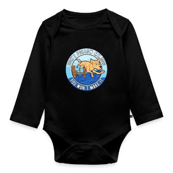 Dock Diving Don't Follow My Dog - Baby Bio-Langarm-Body - Schwarz - Vorne