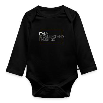 Italy Saying - Organic Longsleeve Baby Bodysuit - black - Front