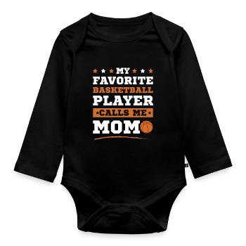 Basketball Mama - Organic Longsleeve Baby Bodysuit - black - Front