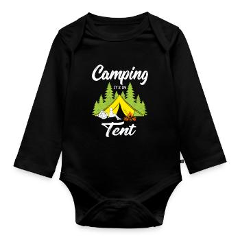 Camping It s in Tent - Organic Longsleeve Baby Bodysuit - black - Front
