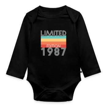 Edition Limitée Rétro 1987 - Body Bébé bio manches longues - noir - Devant
