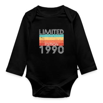 Edition Limitée Rétro 1990 - Body Bébé bio manches longues - noir - Devant