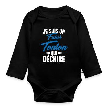 Je Suis Un Futur Tonton Qui Déchire - Body Bébé bio manches longues - noir - Devant