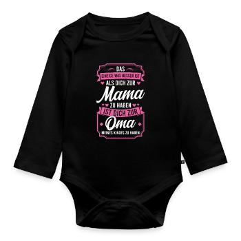 Mama & Oma Familie Mutter Geschenk - Baby Bio-Langarm-Body - Schwarz - Vorne