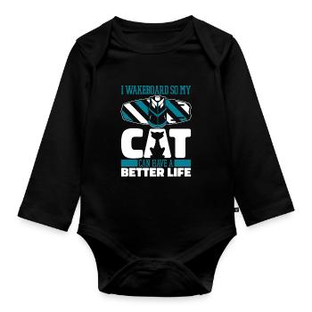 Wakeboard Wakeboarder Cat - Body Bébé bio manches longues - noir - Devant