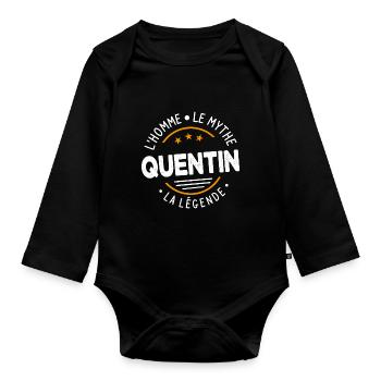 Quentin L'Homme Le Mythe La Légende Cadeau Humour - Body Bébé bio manches longues - noir - Devant