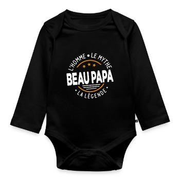 Beau-papa L'homme Le Mythe La Légende Cadeau - Body Bébé bio manches longues - noir - Devant