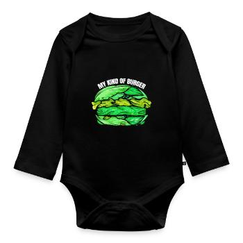 Vegetarian Burger, My Kind Of Burger Is Green And - Organic Longsleeve Baby Bodysuit - black - Front