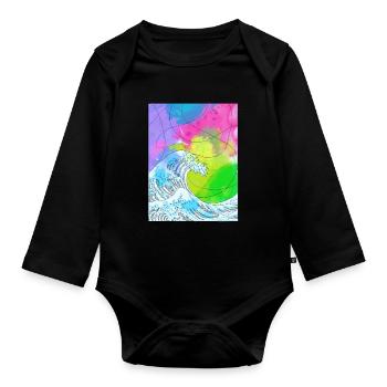 Art Academia Aesthetic Great Wave Off Kanagawa - Organic Longsleeve Baby Bodysuit - black - Front