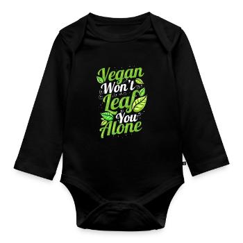 Vegan Won’t Leaf Leave You Alone - Vegetarian Go - Body Bébé bio manches longues - noir - Devant