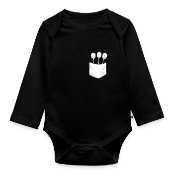 Fléchettes dans la poche de poitrine - Body Bébé bio manches longues - noir - Devant