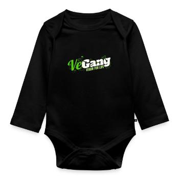 Member Of The VeGang - Vegetarians - Go Vegan - Organic Longsleeve Baby Bodysuit - black - Front