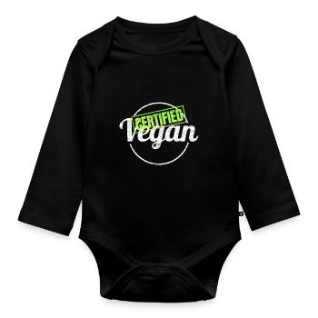 Label For Certified Vegan - Baby Bio-Langarm-Body - Schwarz - Vorne