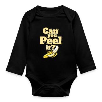 Une banane - Pouvez-vous la peler - Végétarien - Devenez végétalien - Body Bébé bio manches longues - noir - Devant