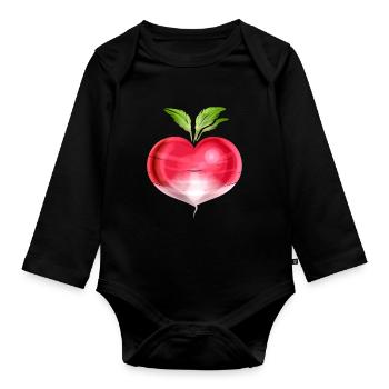 Radish In Heart Shape - Vegetarian - Go Vegan - Baby Bio-Langarm-Body - Schwarz - Vorne