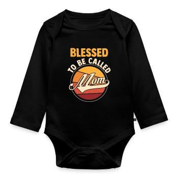 Mama Retro Mutter Geschenk - Baby Bio-Langarm-Body - Schwarz - Vorne