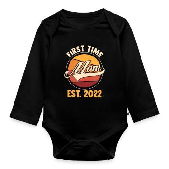 Mama Retro Mutter Geschenk - Baby Bio-Langarm-Body - Schwarz - Vorne