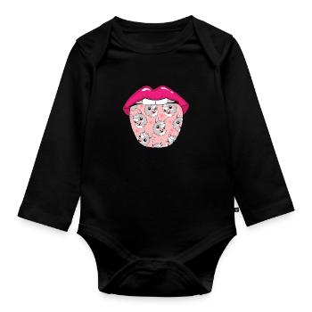 Lama Llama Langue - Body Bébé bio manches longues - noir - Devant
