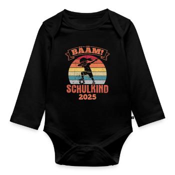 BÄÄM SCHULKIND 2025- Schulkind Schulanfang Grundsc - Baby Bio-Langarm-Body - Schwarz - Vorne