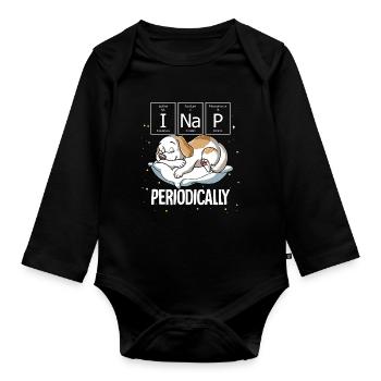 Sleeping Dog I Nap Periodically - Organic Longsleeve Baby Bodysuit - black - Front