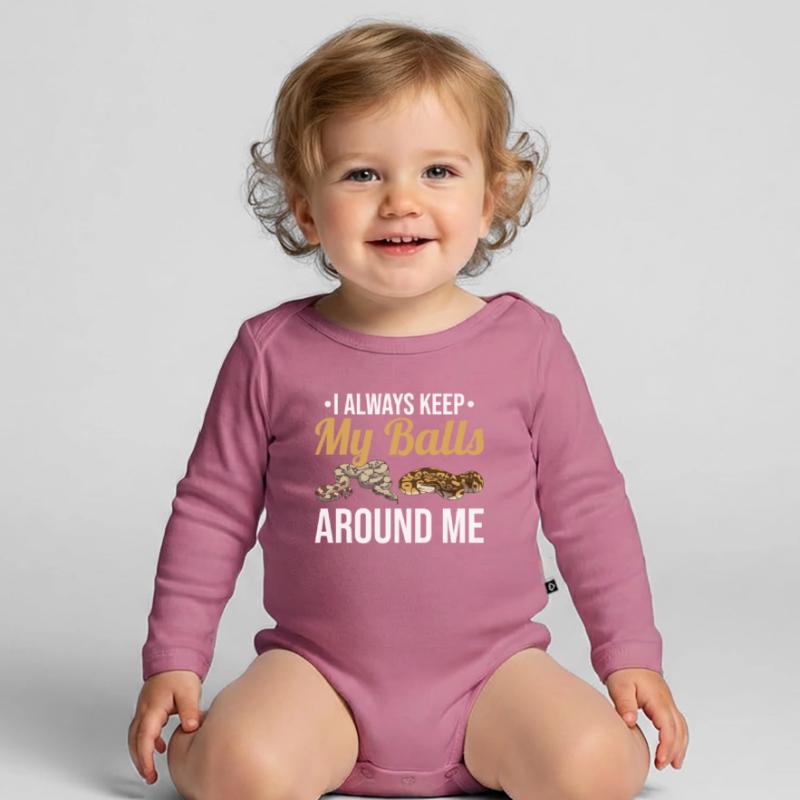 Funny Ball Python Snake Organic Longsleeve Baby Bodysuit