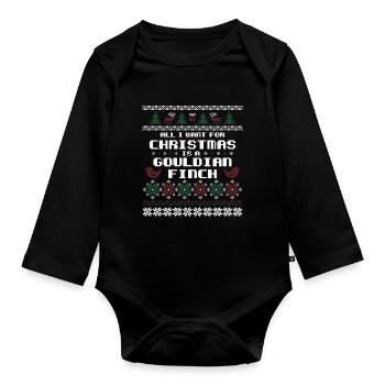 Gouldamadine Christmas Estrildidae Gouldian Finch - Baby Bio-Langarm-Body - Schwarz - Vorne