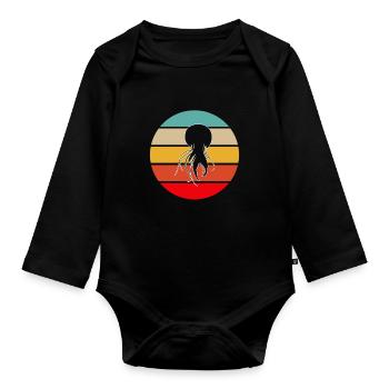 Jellyfish Retro - Organic Longsleeve Baby Bodysuit - black - Front