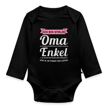 Oma & Enkel Familie Großmutter Geschenk - Baby Bio-Langarm-Body - Schwarz - Vorne