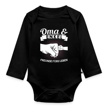 Oma & Enkel Familie Oma Geschenk - Baby Bio-Langarm-Body - Schwarz - Vorne